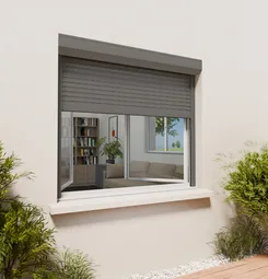 Visuel Volet roulant Radio (230v) Somfy RS100 io pour baie vitrée 2400x2200 Aluminium Micro-perforée Gris sablé RAL2900S